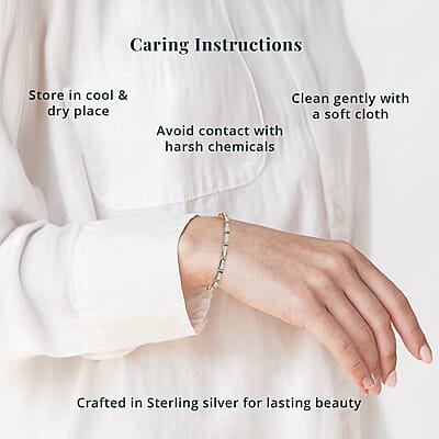 Luxuriant Lab Grown Diamond G-H SI 4.00 ctw Art Deco Bracelet in 18K Vermeil Yellow Gold Over Sterling Silver (7.25 In)