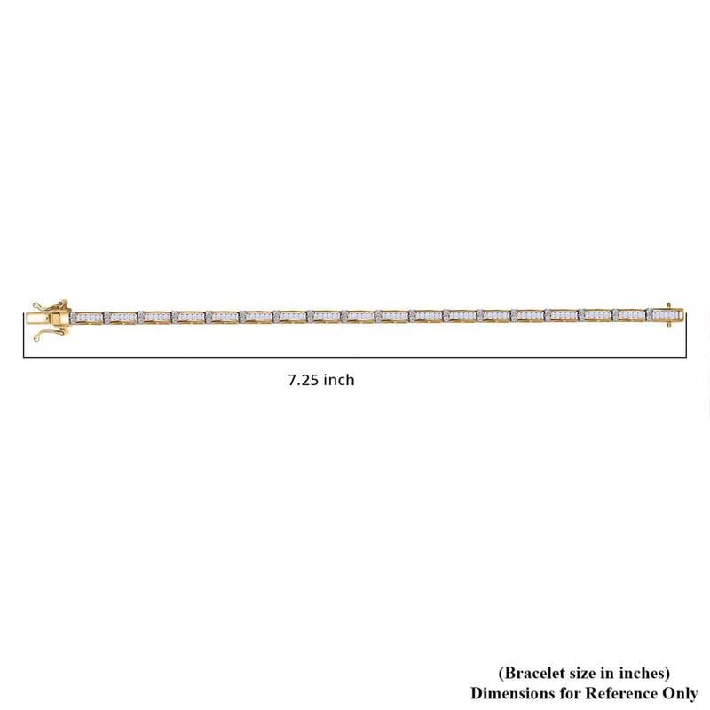 Luxuriant Lab Grown Diamond G-H SI 4.00 ctw Art Deco Bracelet in 18K Vermeil Yellow Gold Over Sterling Silver (7.25 In)