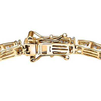 Luxuriant Lab Grown Diamond G-H SI 4.00 ctw Art Deco Bracelet in 18K Vermeil Yellow Gold Over Sterling Silver (7.25 In)