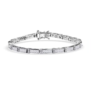 Luxuriant Lab Grown Diamond G-H SI 4.00 ctw Art Deco Bracelet in Rhodium Over Sterling Silver (7.25 In)