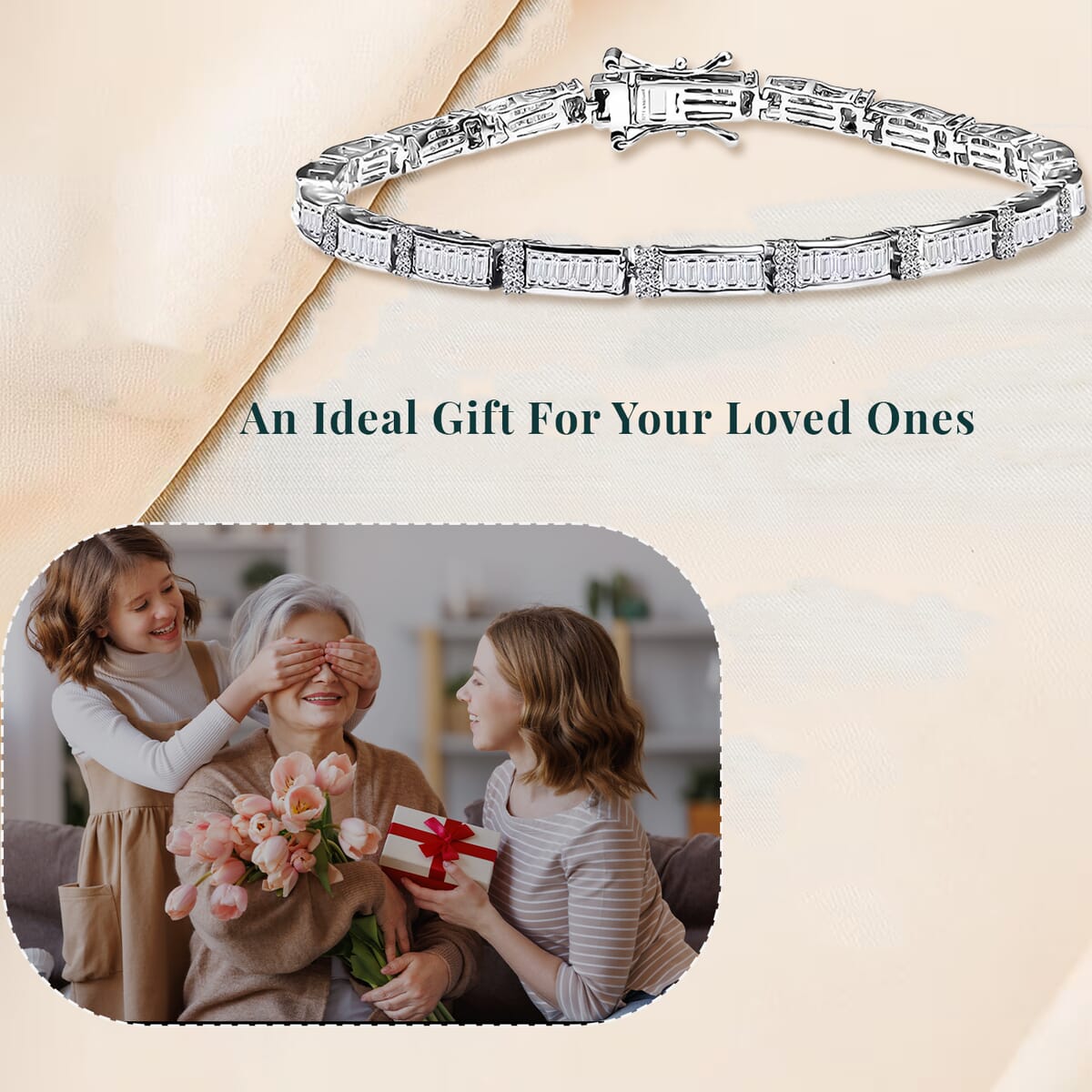 Luxuriant Lab Grown Diamond G-H SI 4.00 ctw Art Deco Bracelet in Rhodium Over Sterling Silver (7.25 In) image number 2
