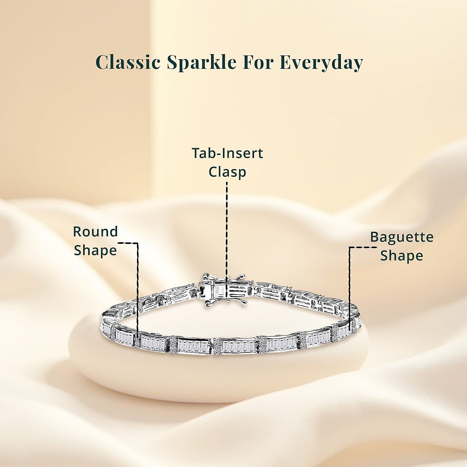 Luxuriant Lab Grown Diamond G-H SI 4.00 ctw Art Deco Bracelet in Rhodium Over Sterling Silver (7.25 In)