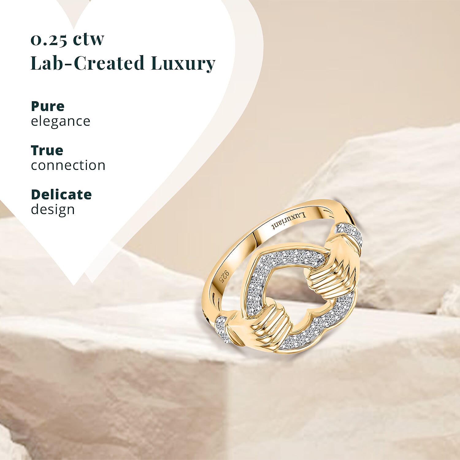 Luxuriant Lab Grown Diamond G-H SI 0.20 ctw Ring in 18K Vermeil Yellow Gold Over Sterling Silver (Size 10.0)