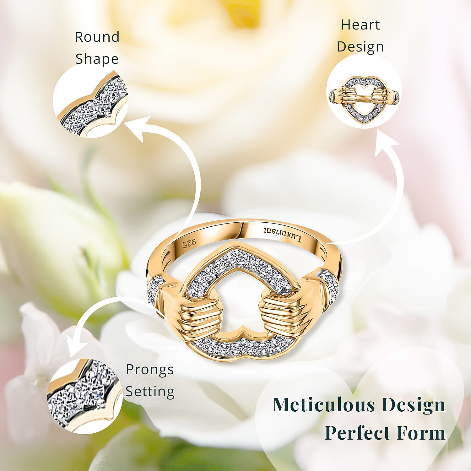 Luxuriant Lab Grown Diamond G-H SI 0.20 ctw Ring in 18K Vermeil Yellow Gold Over Sterling Silver (Size 10.0)