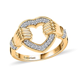 Luxuriant Lab Grown Diamond G-H, SI 0.25 ctw Embrace of Love Ring in 18K Vermeil Yellow Gold Over Sterling Silver (Size 7.0)
