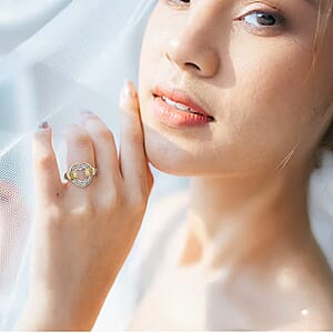 Luxuriant Lab Grown Diamond G-H, SI 0.20 ctw Embrace of Love Ring in 18K Vermeil Yellow Gold Over Sterling Silver (Size 7.0)