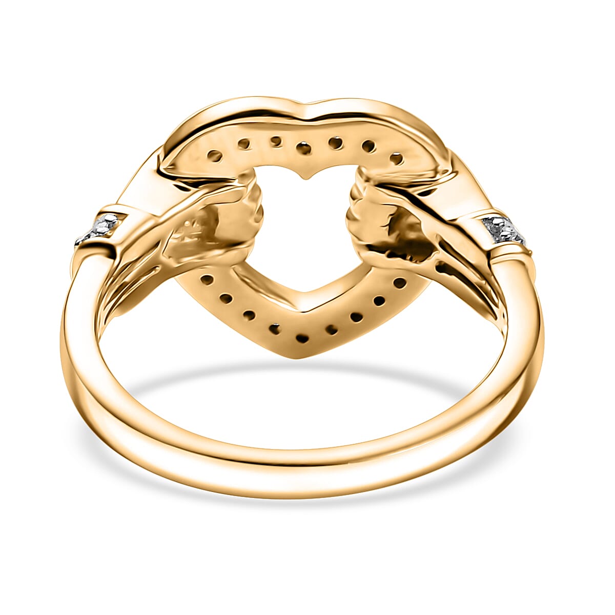 Luxuriant Lab Grown Diamond G-H, SI 0.25 ctw Embrace of Love Ring in 18K Vermeil Yellow Gold Over Sterling Silver (Size 7.0) image number 4