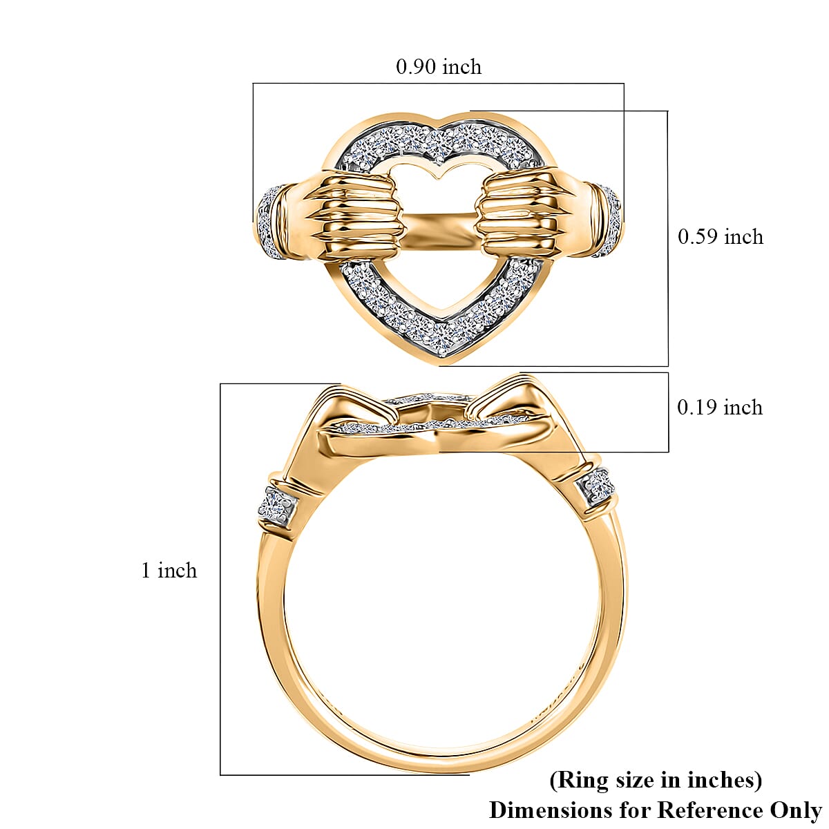 Luxuriant Lab Grown Diamond G-H, SI 0.25 ctw Embrace of Love Ring in 18K Vermeil Yellow Gold Over Sterling Silver (Size 7.0) image number 5