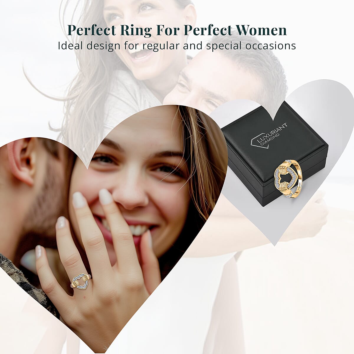 Luxuriant Lab Grown Diamond G-H, SI 0.25 ctw Embrace of Love Ring in 18K Vermeil Yellow Gold Over Sterling Silver (Size 8.0) image number 6