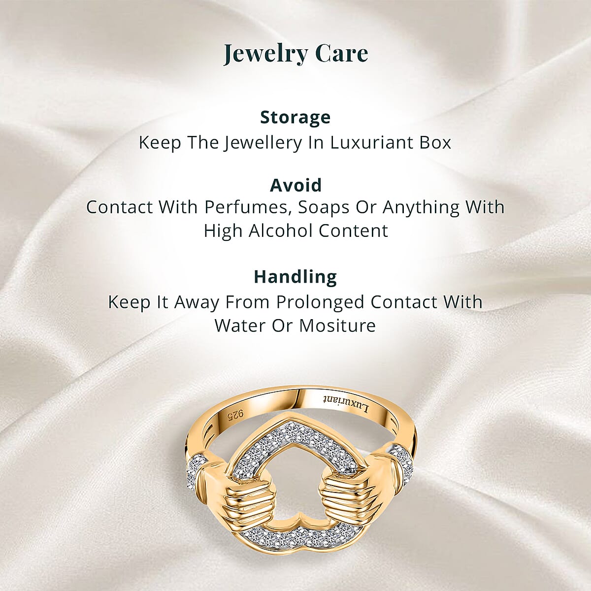 Luxuriant Lab Grown Diamond G-H, SI 0.25 ctw Embrace of Love Ring in 18K Vermeil Yellow Gold Over Sterling Silver (Size 8.0) image number 7