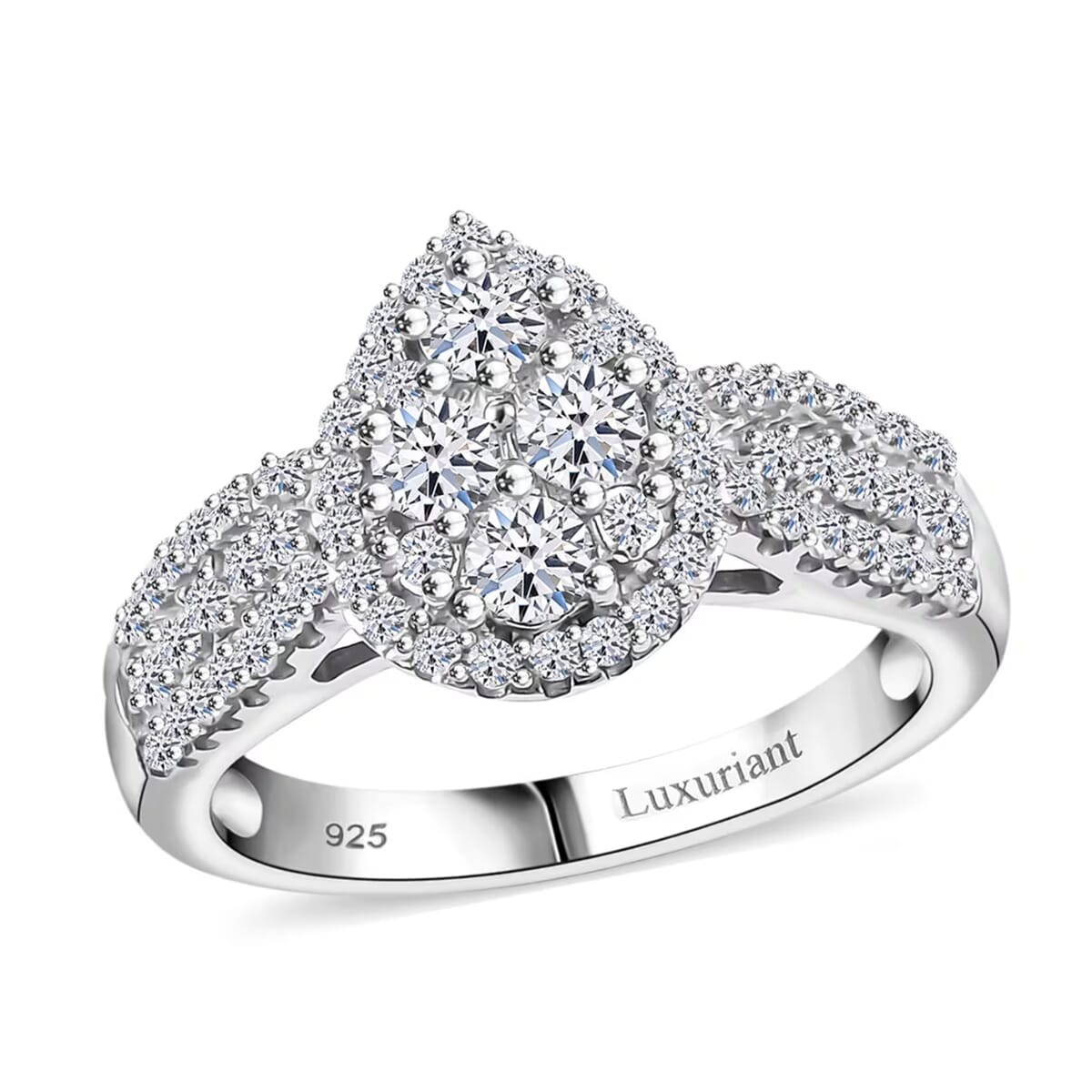 Luxuriant Lab Grown Diamond G-H SI 1.00 ctw Fancy Ring in Rhodium Over Sterling Silver (Size 10.0) image number 0