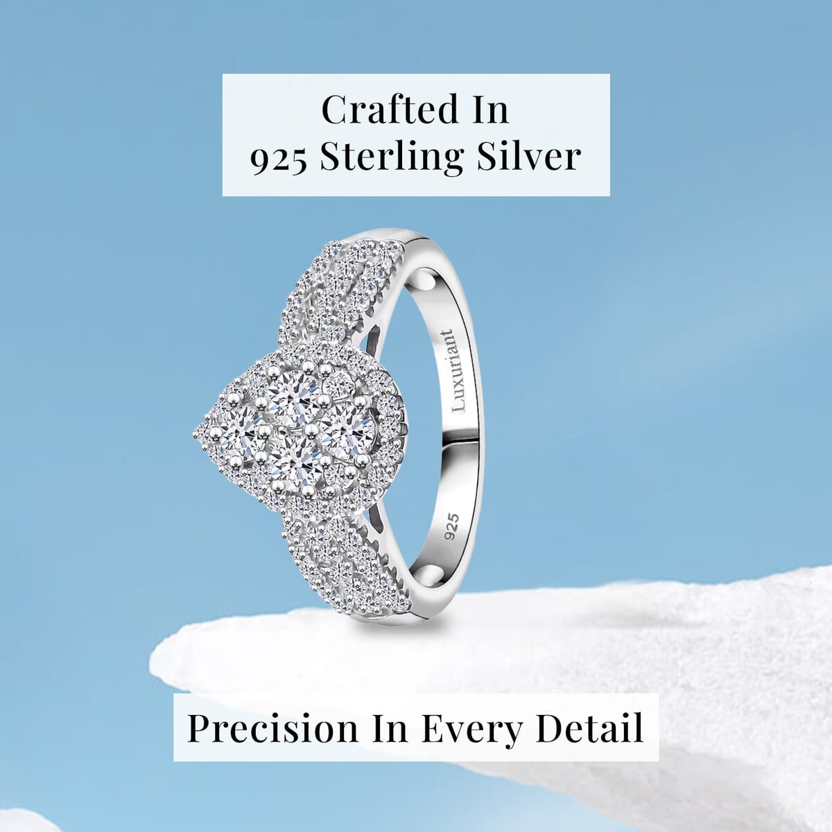 Luxuriant Lab Grown Diamond G-H SI 1.00 ctw Fancy Ring in Rhodium Over Sterling Silver (Size 10.0) image number 2