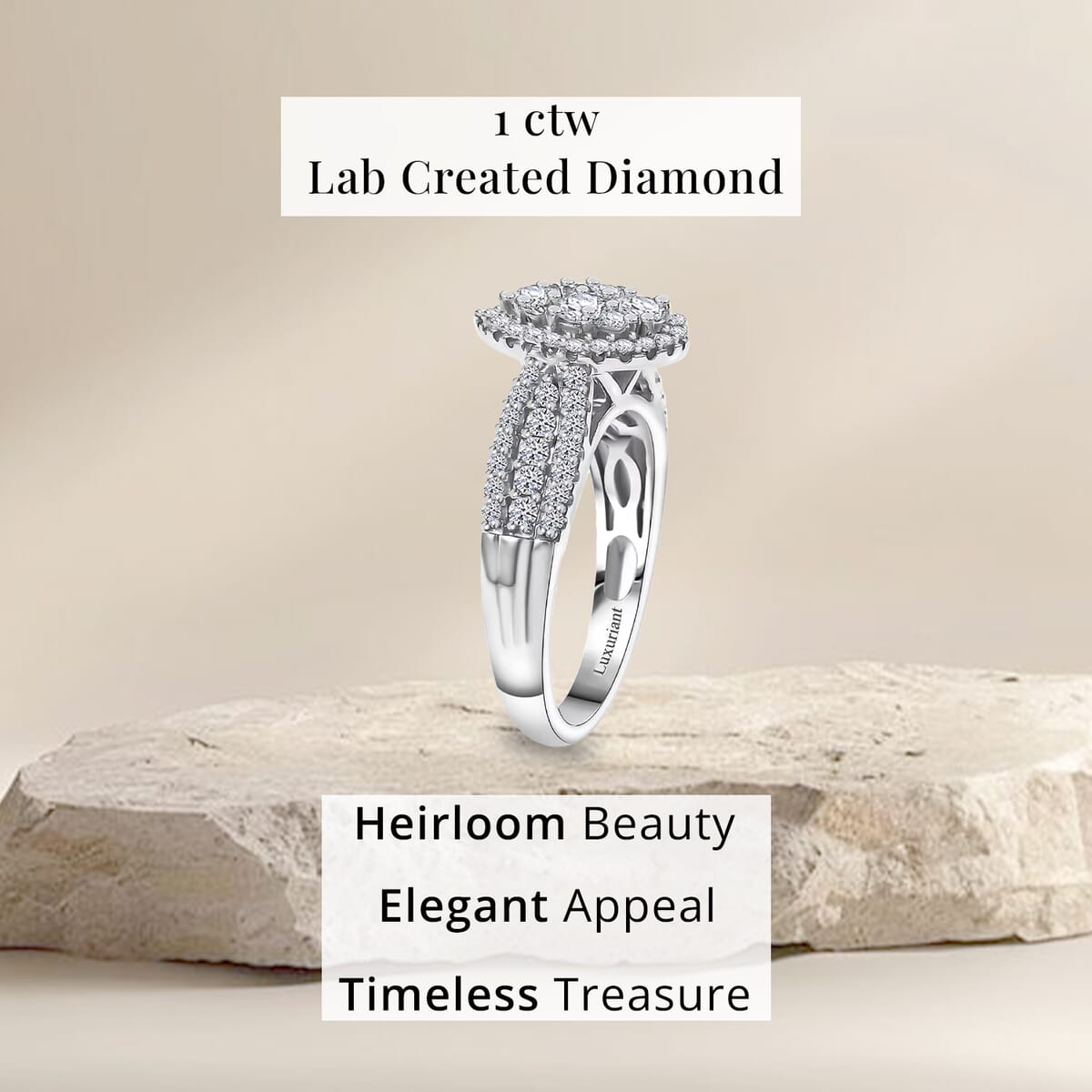 Luxuriant Lab Grown Diamond G-H SI 1.00 ctw Fancy Ring in Rhodium Over Sterling Silver (Size 10.0) image number 4