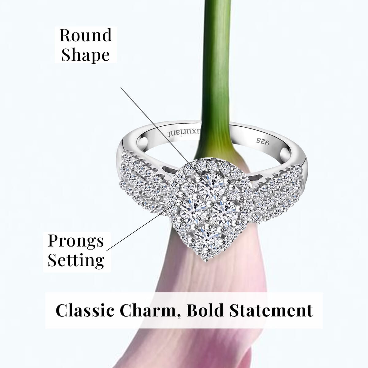 Luxuriant Lab Grown Diamond G-H SI 1.00 ctw Fancy Ring in Rhodium Over Sterling Silver (Size 10.0) image number 5