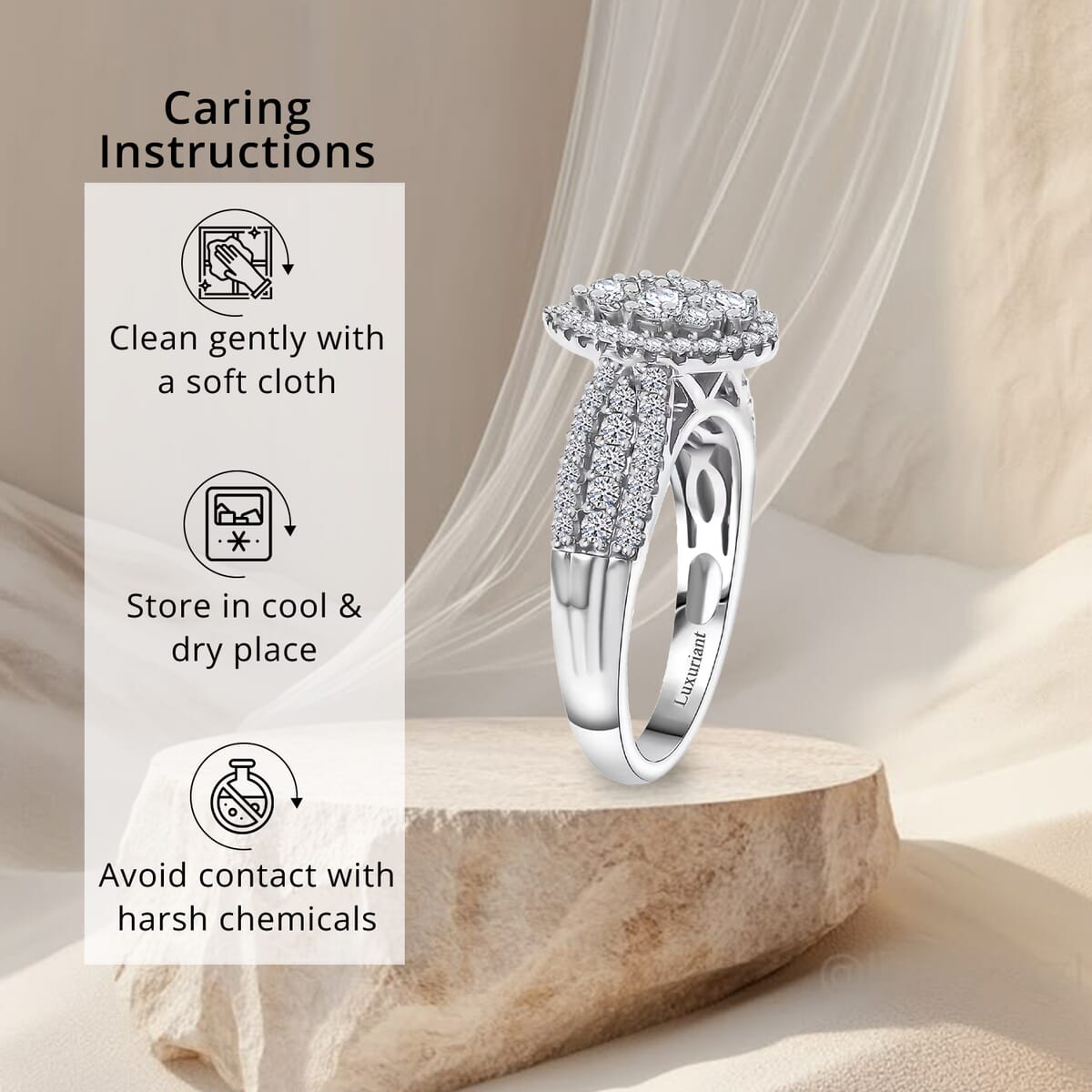 Luxuriant Lab Grown Diamond G-H SI 1.00 ctw Fancy Ring in Rhodium Over Sterling Silver (Size 10.0) image number 6