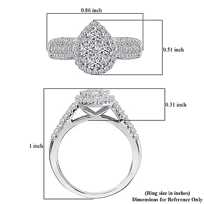 Luxuriant Lab Grown Diamond G-H SI 1.00 ctw Celestial Dewdrop Ring in Rhodium Over Sterling Silver (Size 10.0)