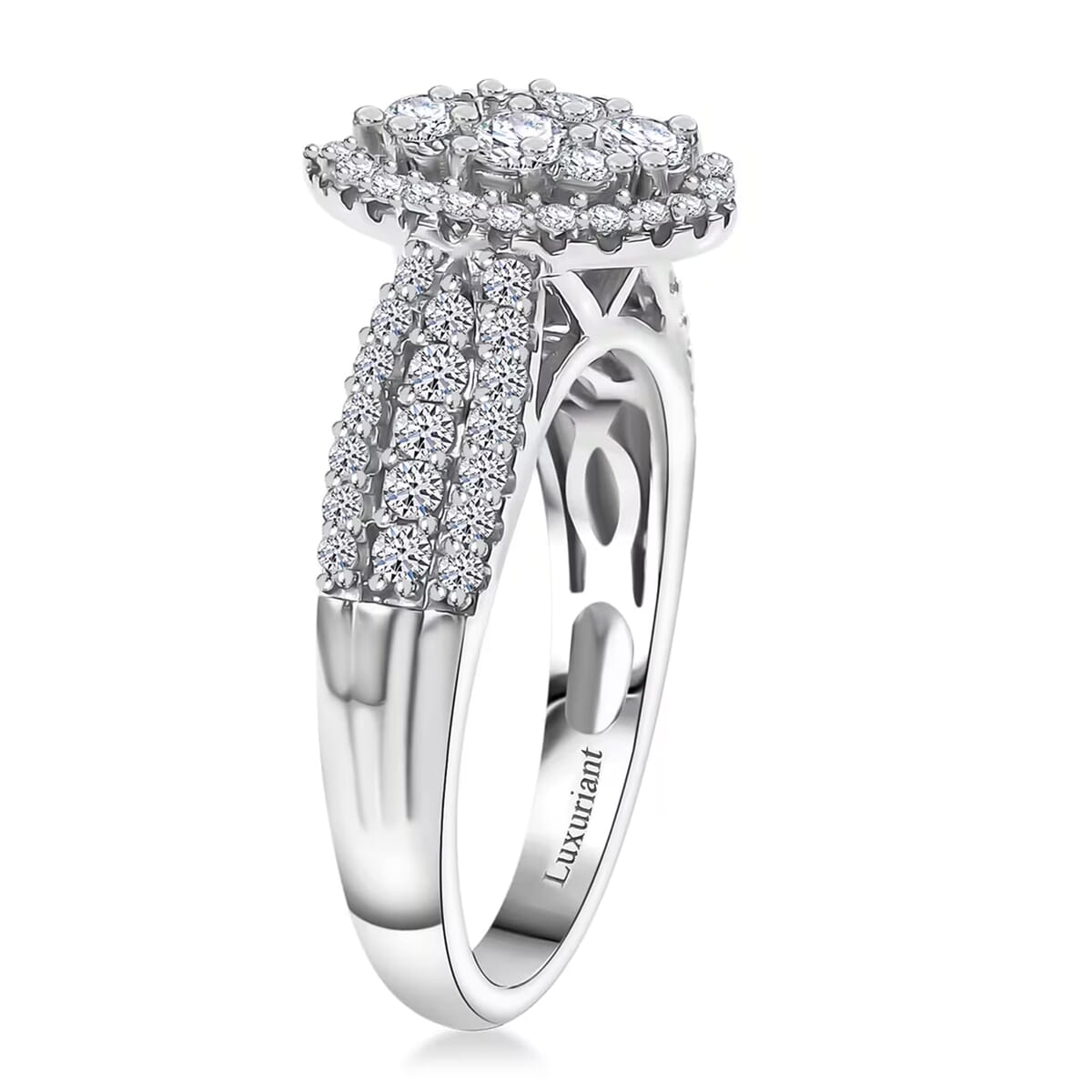 Luxuriant Lab Grown Diamond G-H SI 1.00 ctw Fancy Ring in Rhodium Over Sterling Silver (Size 10.0) image number 8