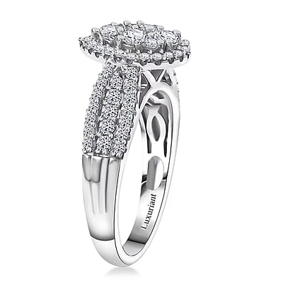 Luxuriant Lab Grown Diamond G-H SI 1.00 ctw Celestial Dewdrop Ring in Rhodium Over Sterling Silver (Size 10.0)