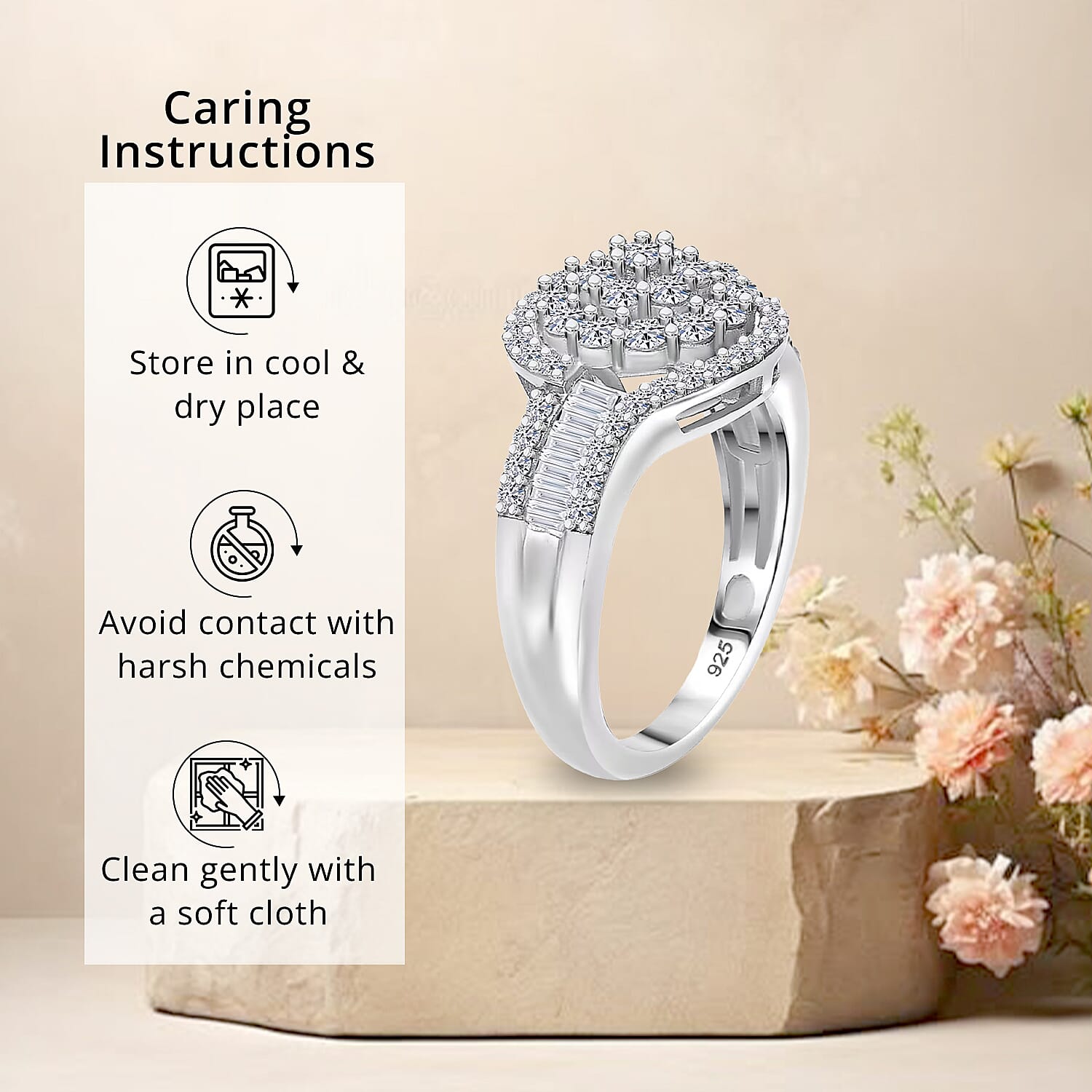Luxuriant Lab Grown Diamond G-H SI 1.00 ctw Celestial Glow Ring in Rhodium Over Sterling Silver (Size 10.0)