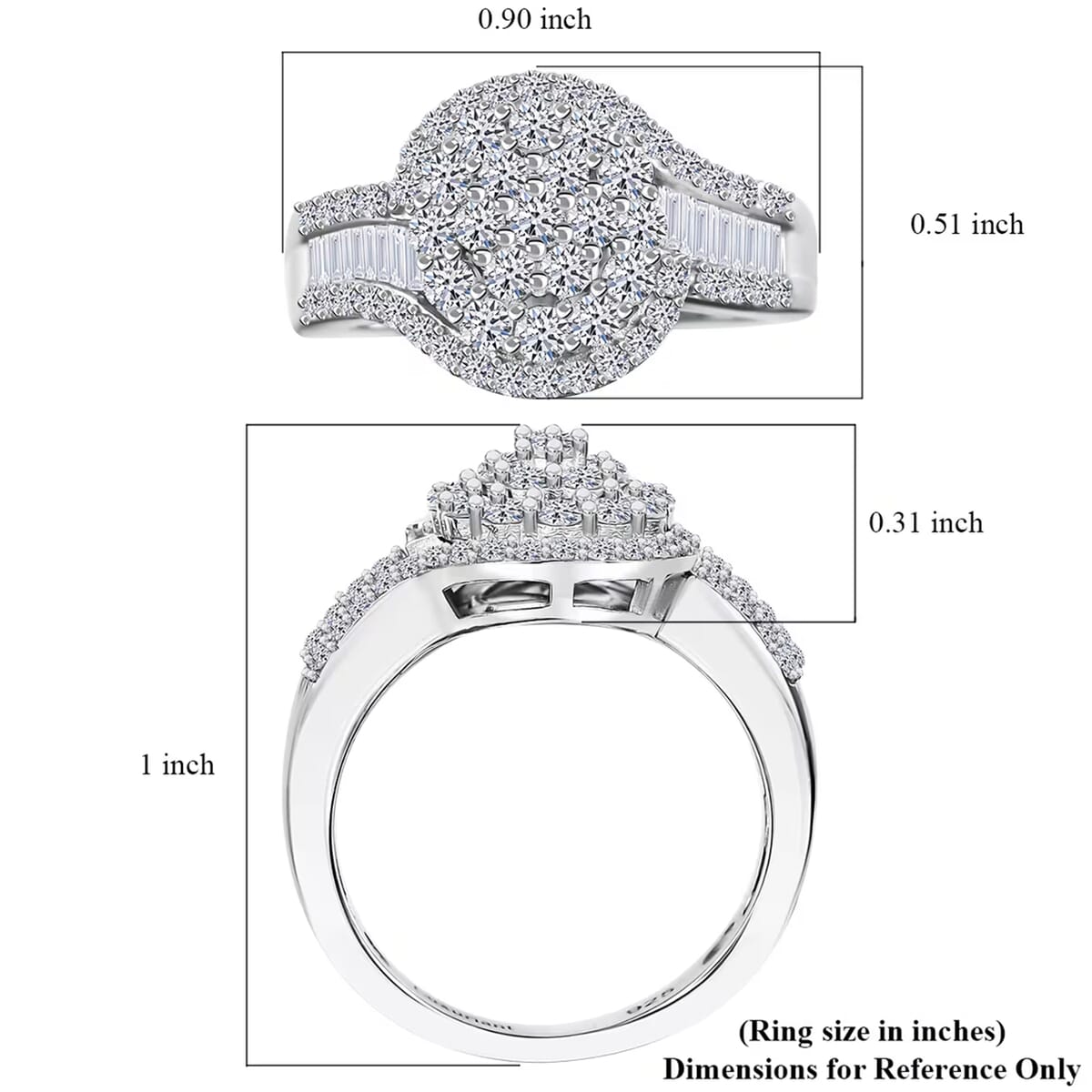 Luxuriant Lab Grown Diamond G-H SI 1.00 ctw Ring in Rhodium Over Sterling Silver (Size 10.0) image number 7