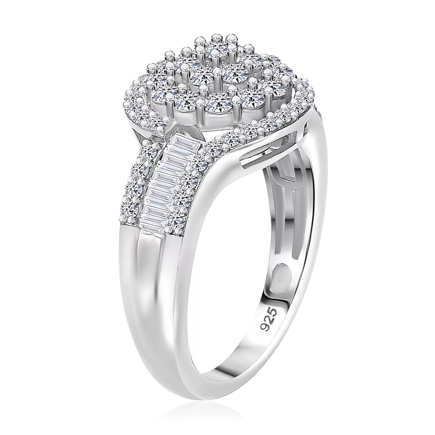 Luxuriant Lab Grown Diamond G-H SI 1.00 ctw Celestial Glow Ring in Rhodium Over Sterling Silver (Size 10.0)
