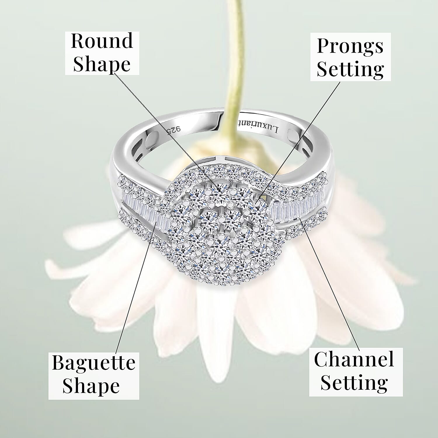 Luxuriant Lab Grown Diamond (G-H, SI) Ring in Rhodium Over Sterling Silver (Size 11.0) 1.00 ctw