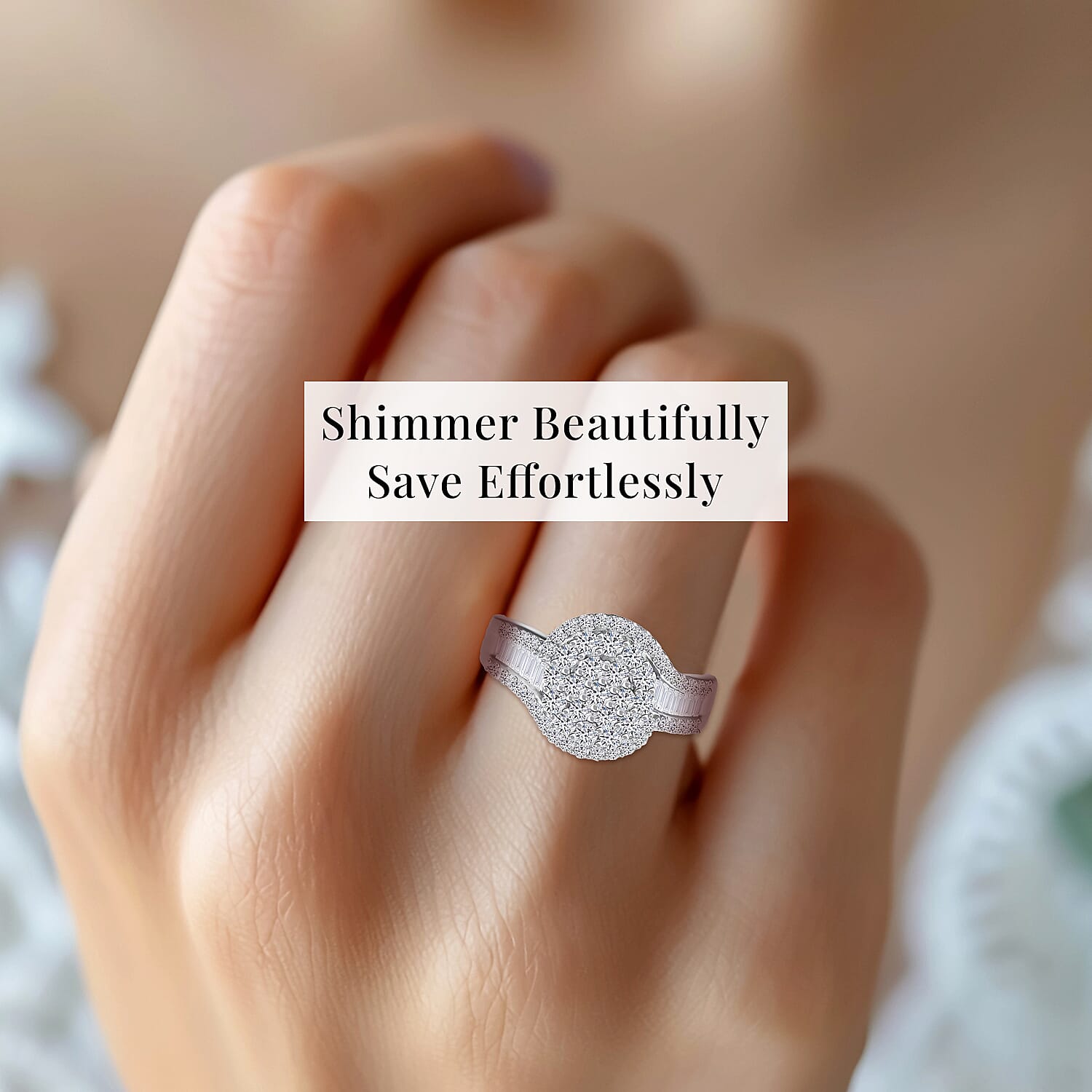Luxuriant Lab Grown Diamond G-H SI 1.00 ctw Ring in Rhodium Over Sterling Silver (Size 10.0)