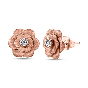 Luxuriant Lab Grown Diamond G-H SI 0.20 ctw Floral Stud Earrings in 18K Vermeil Rose Gold Over Sterling Silver