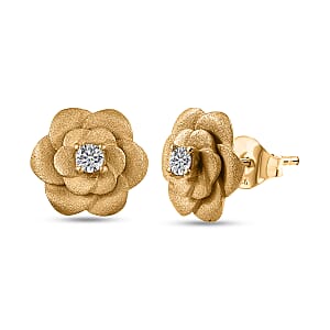 Luxuriant Lab Grown Diamond G-H SI 0.20 ctw Floral Stud Earring in 18K Vermeil Yellow Gold Over Sterling Silver