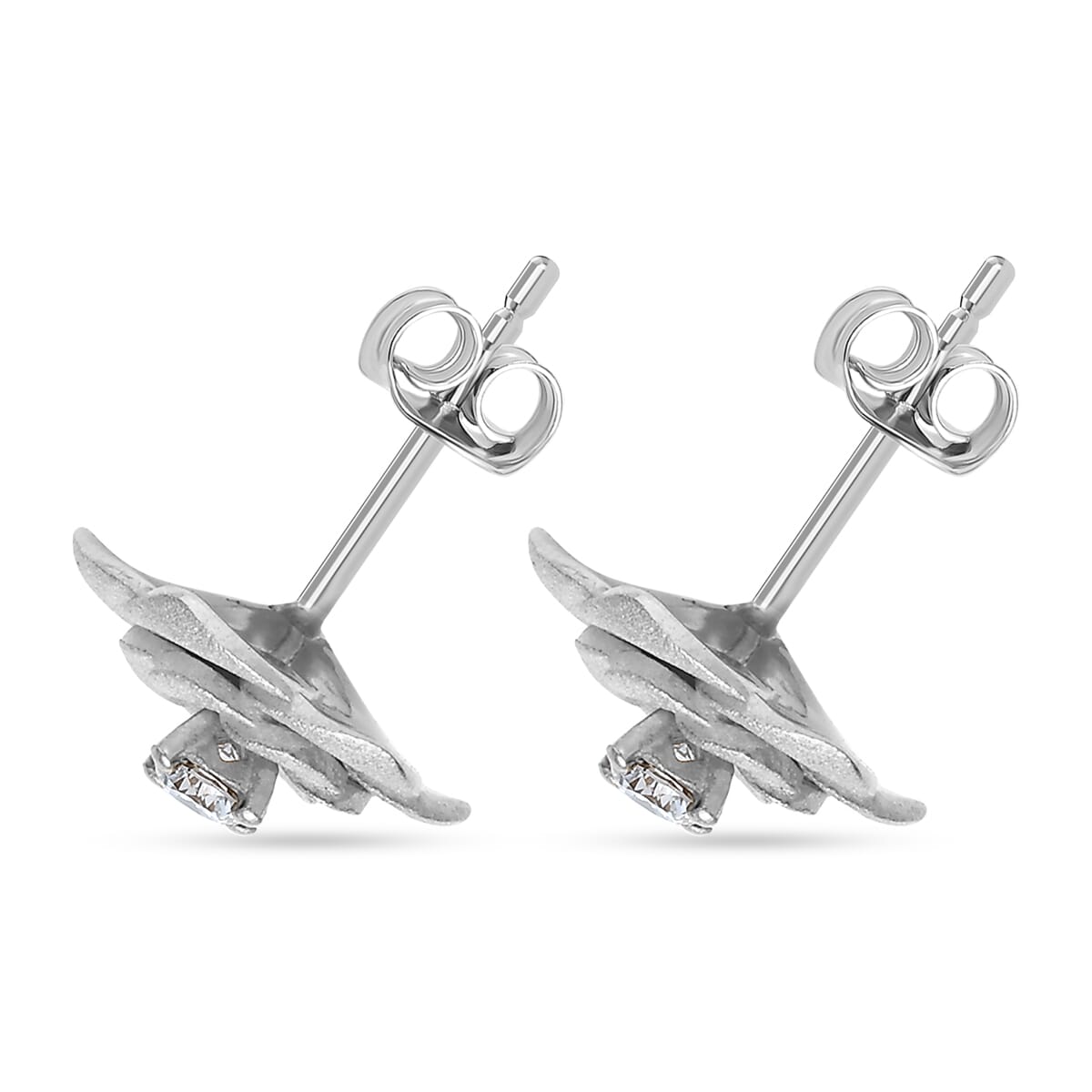 Luxuriant Lab Grown Diamond G-H SI 0.20 ctw Floral Stud Earring in Rhodium Over Sterling Silver image number 3