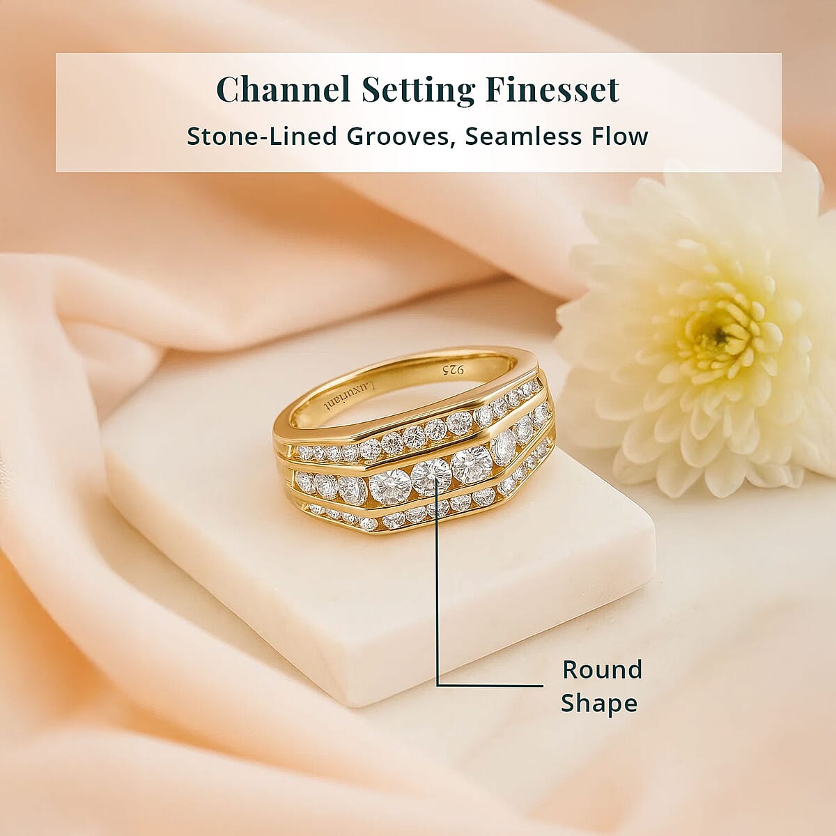 Luxuriant Lab Grown Diamond G-H SI 1.40 ctw Mens Ring in 18K Vermeil Yellow Gold Over Sterling Silver (Size 14.0) image number 4