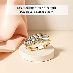 Luxuriant Lab Grown Diamond G-H SI 1.40 ctw Mens Ring in 18K Vermeil Yellow Gold Over Sterling Silver (Size 9.0)