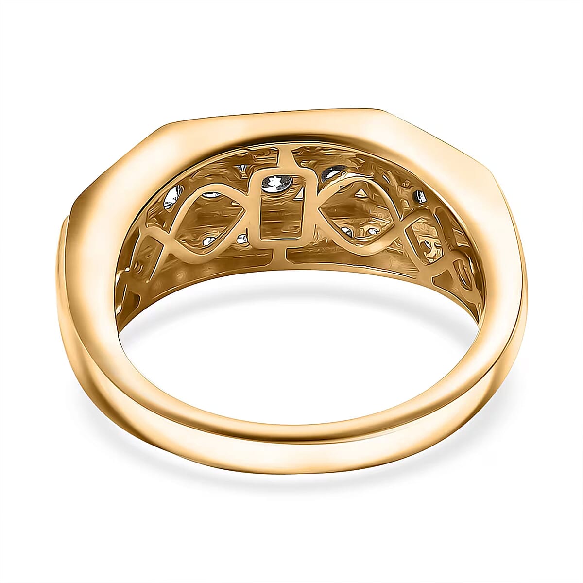 Luxuriant Lab Grown Diamond G-H SI 1.40 ctw Mens Ring in 18K Vermeil Yellow Gold Over Sterling Silver (Size 9.0) image number 6