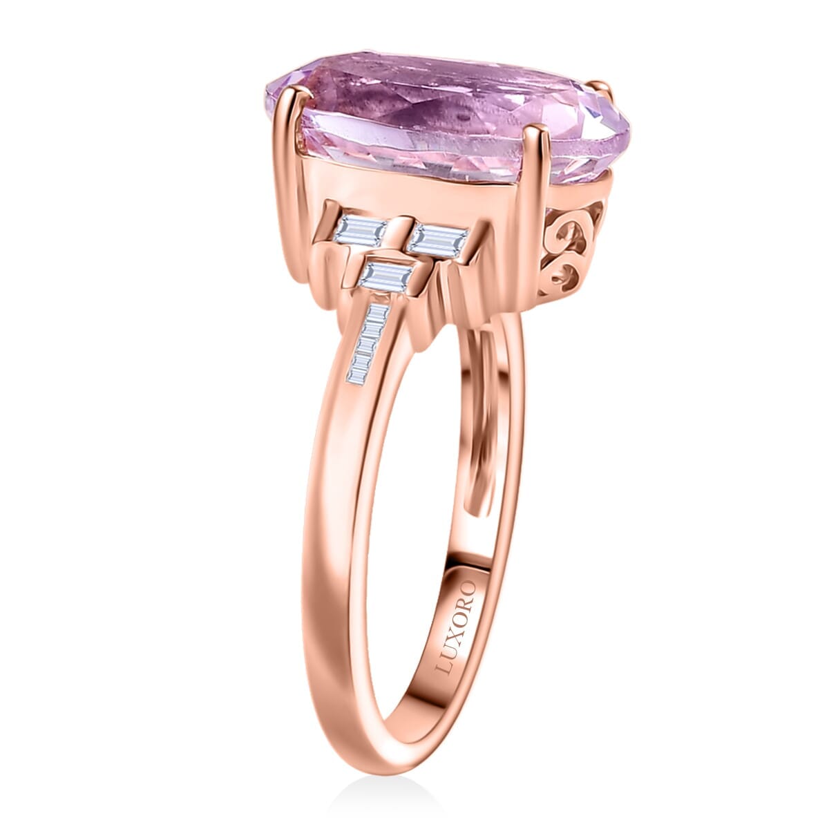Luxoro 10K Rose Gold Premium Martha Rocha Kunzite, Diamond (I2) (0.25 cts) Ring (Size 11.5) 7.85 ctw image number 1