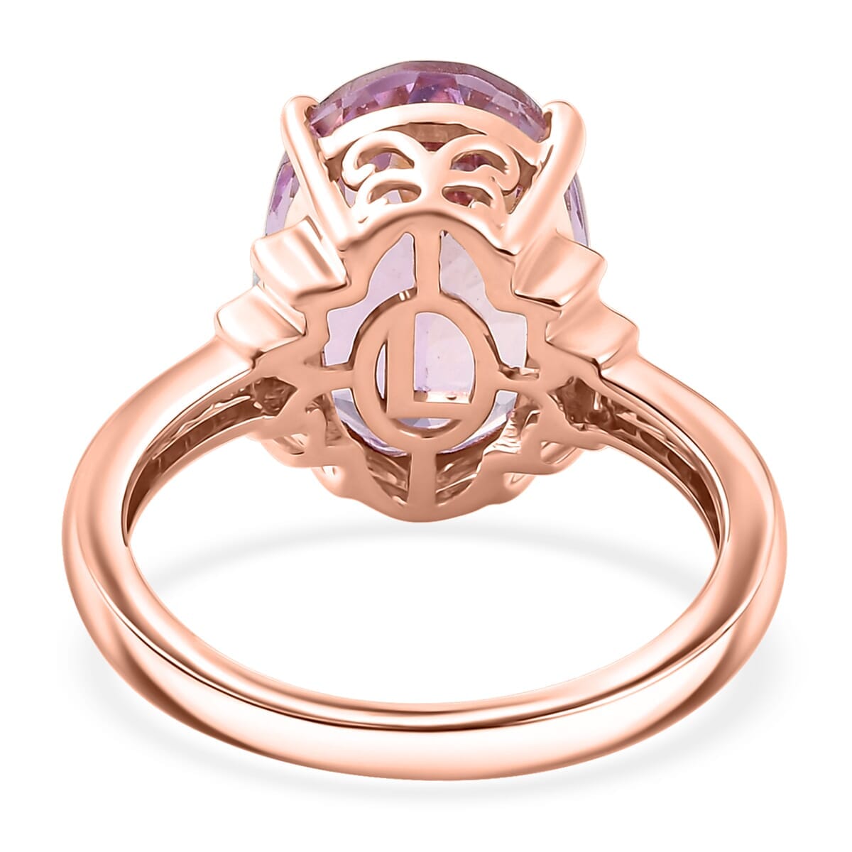 Luxoro 10K Rose Gold Premium Martha Rocha Kunzite, Diamond (I2) (0.25 cts) Ring (Size 11.5) 7.85 ctw image number 2