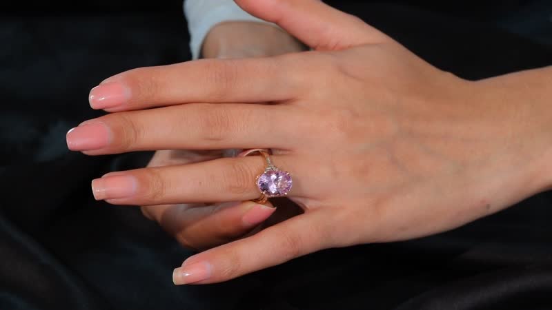 Luxoro Premium Martha Rocha Kunzite and Diamond I2 7.85 ctw Ring in 10K Rose Gold (Size 10.0)