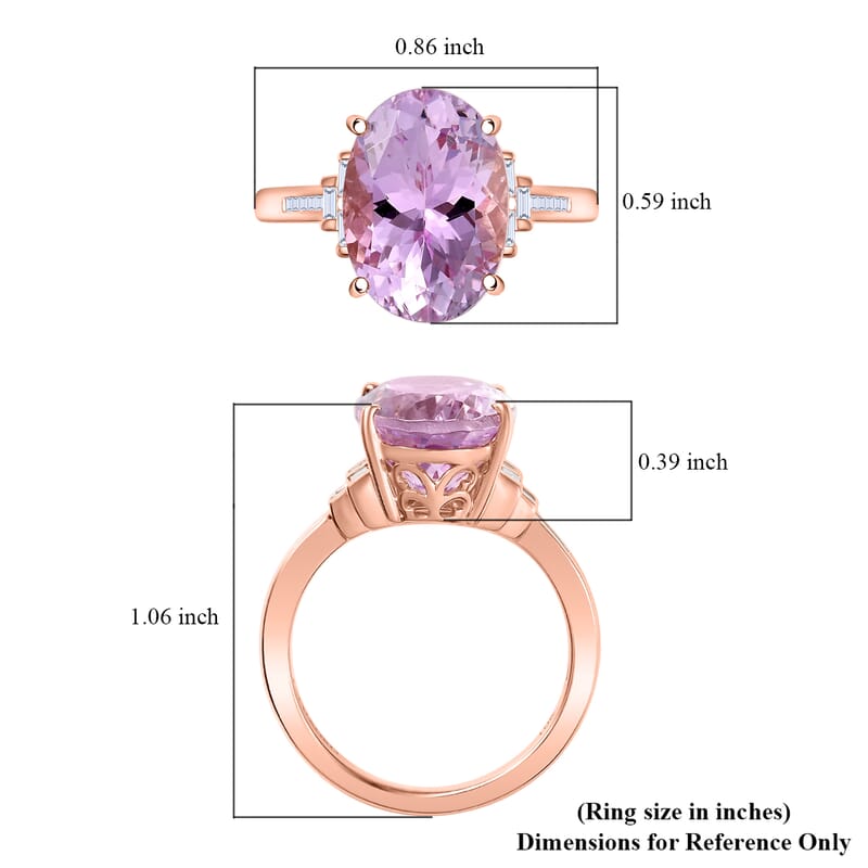 Luxoro Premium Martha Rocha Kunzite and Diamond I2 7.85 ctw Ring in 10K Rose Gold (Size 9.0) (Del. in 8-10 Days)