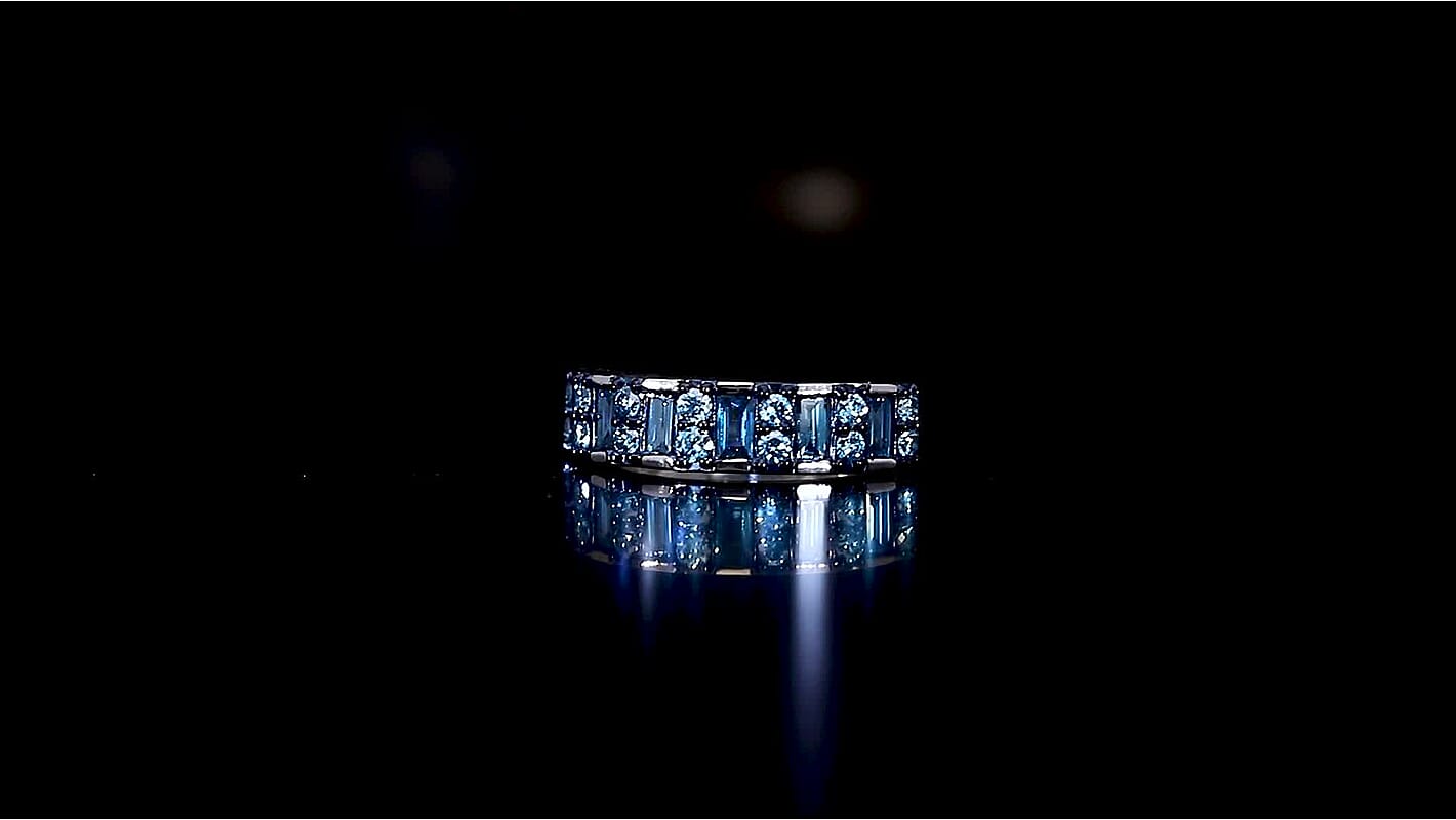 Luxuriant Lab Grown Blue Diamond (SI) Ring in Platinum Over Sterling Silver (Size 10.0) 1.00 ctw