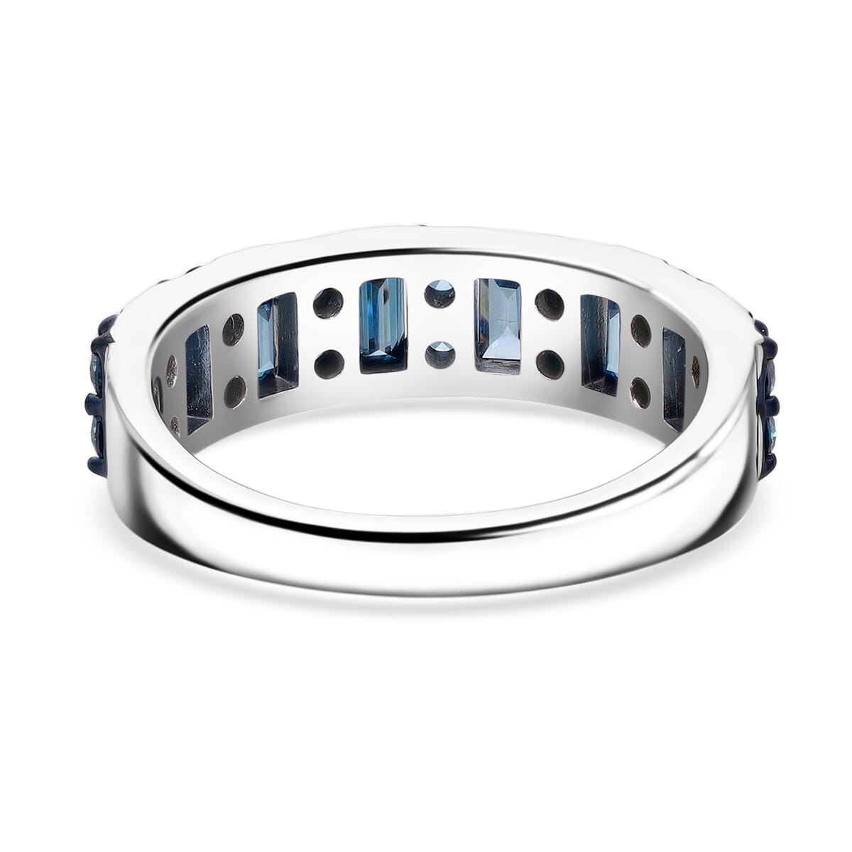 Luxuriant Lab Grown Blue Diamond SI 1.00 ctw Ocean Rhythm Ring in Platinum Over Sterling Silver (Size 6.0) image number 3