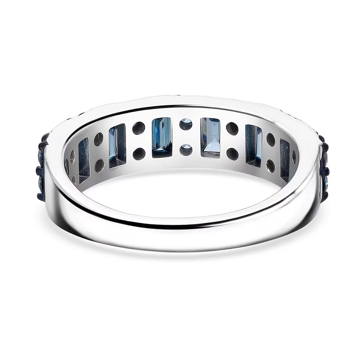 Luxuriant Lab Grown Blue Diamond SI 1.00 ctw Ocean Rhythm Ring in Platinum Over Sterling Silver (Size 8.0) image number 7