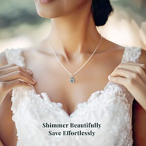 Luxuriant Lab Grown Blue Diamond (IR), Lab Grown White Diamond SI 0.50 ctw Pendant without Chain in Rhodium Over Sterling Silver