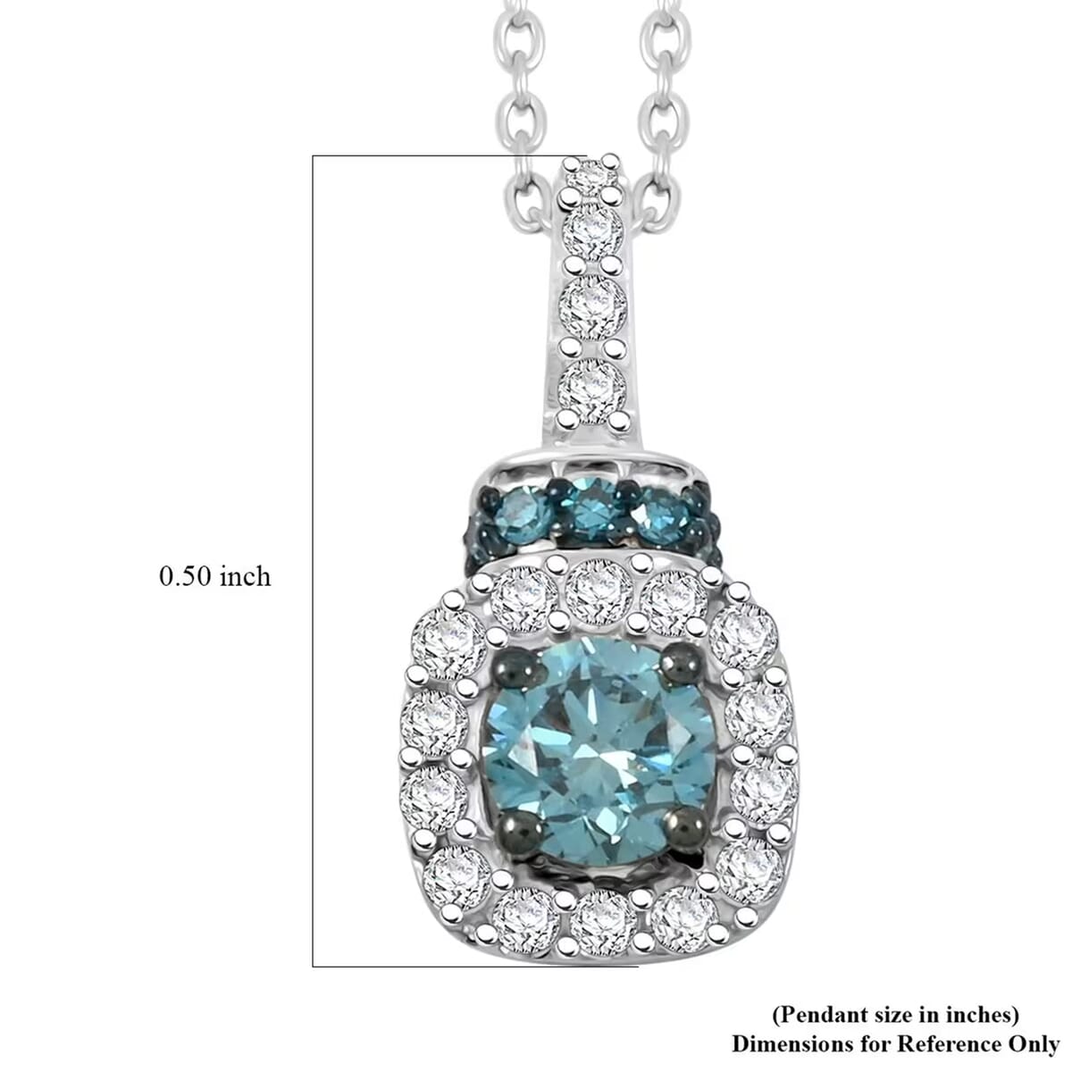 Luxuriant Lab Grown Blue and White Diamond SI 0.50 ctw Pendant without Chain in Rhodium Over Sterling Silver image number 6