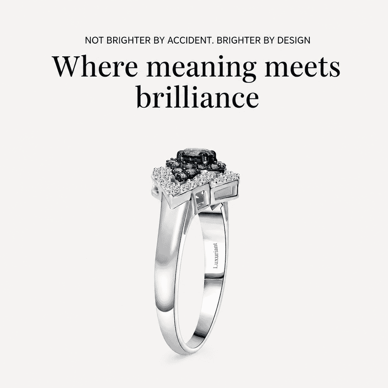 Luxuriant Lab Grown Blue Diamond (IR) and Lab Grown White Diamond SI 1.00 ctw Midnight Bloom Ring in Rhodium Over Sterling Silver (Size 10.0)