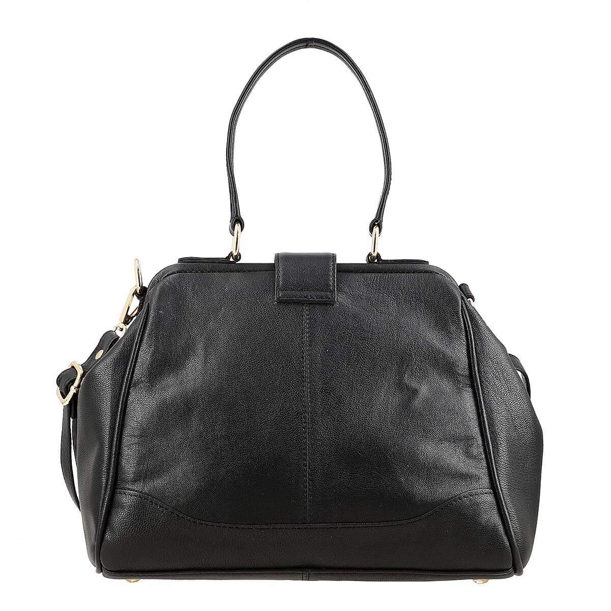 Black Genuine Leather Floral Embroidery Embellishment Handbag with Top Handle and Shoulder Strap image number 6