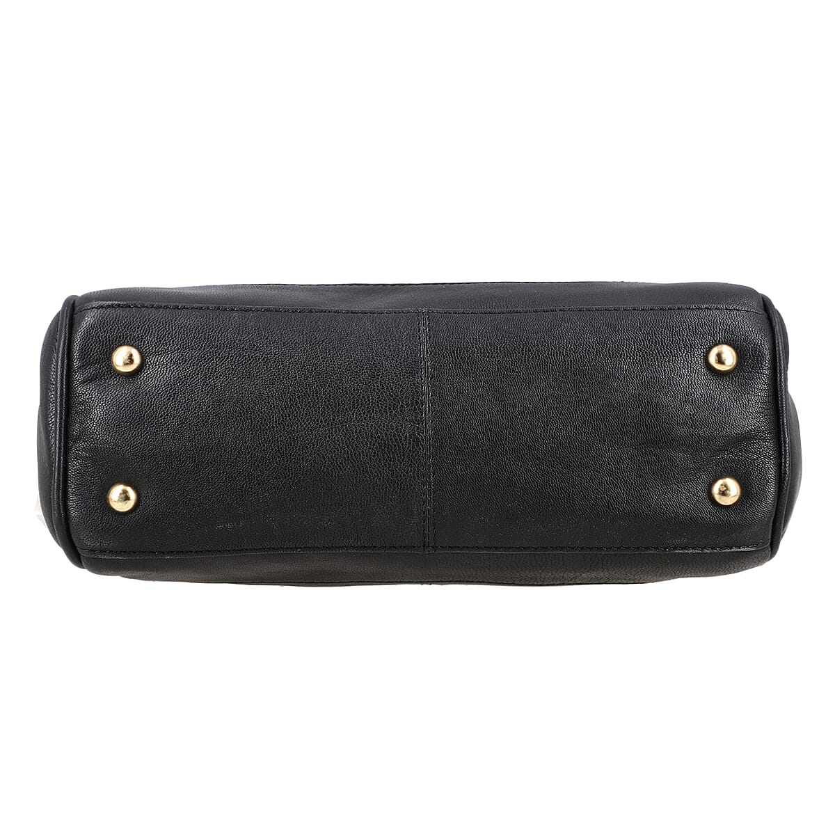 Black Genuine Leather Floral Embroidery Embellishment Handbag with Top Handle and Shoulder Strap image number 7