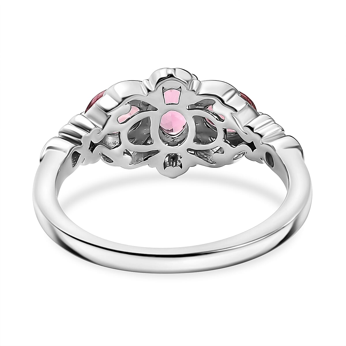 D'Joy Premium Natural Calabar Pink Tourmaline 1.15 ctw Ring in 18K Vermeil RG and Rhodium Over Sterling Silver (Size 10.0)