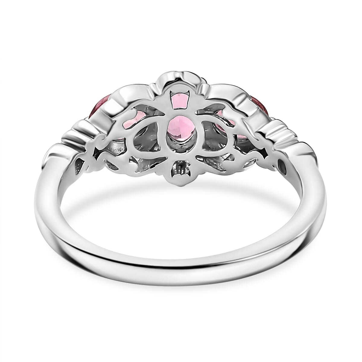 D'Joy Premium Natural Calabar Pink Tourmaline 1.15 ctw Ring in 18K Vermeil RG and Rhodium Over Sterling Silver (Size 6.0) image number 4