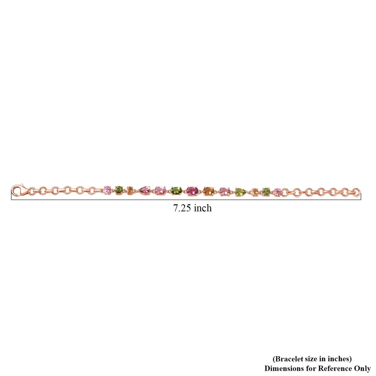 D'Joy AAA Multi Color Calabar Tourmaline 4.60 ctw Link Bracelet in 18K Vermeil Rose Gold Over Sterling Silver (6.50-8.0In) image number 4