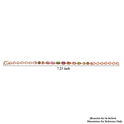 D'Joy AAA Multi Color Calabar Tourmaline 4.60 ctw Link Bracelet in 18K Vermeil Rose Gold Over Sterling Silver (6.50-8.0In)