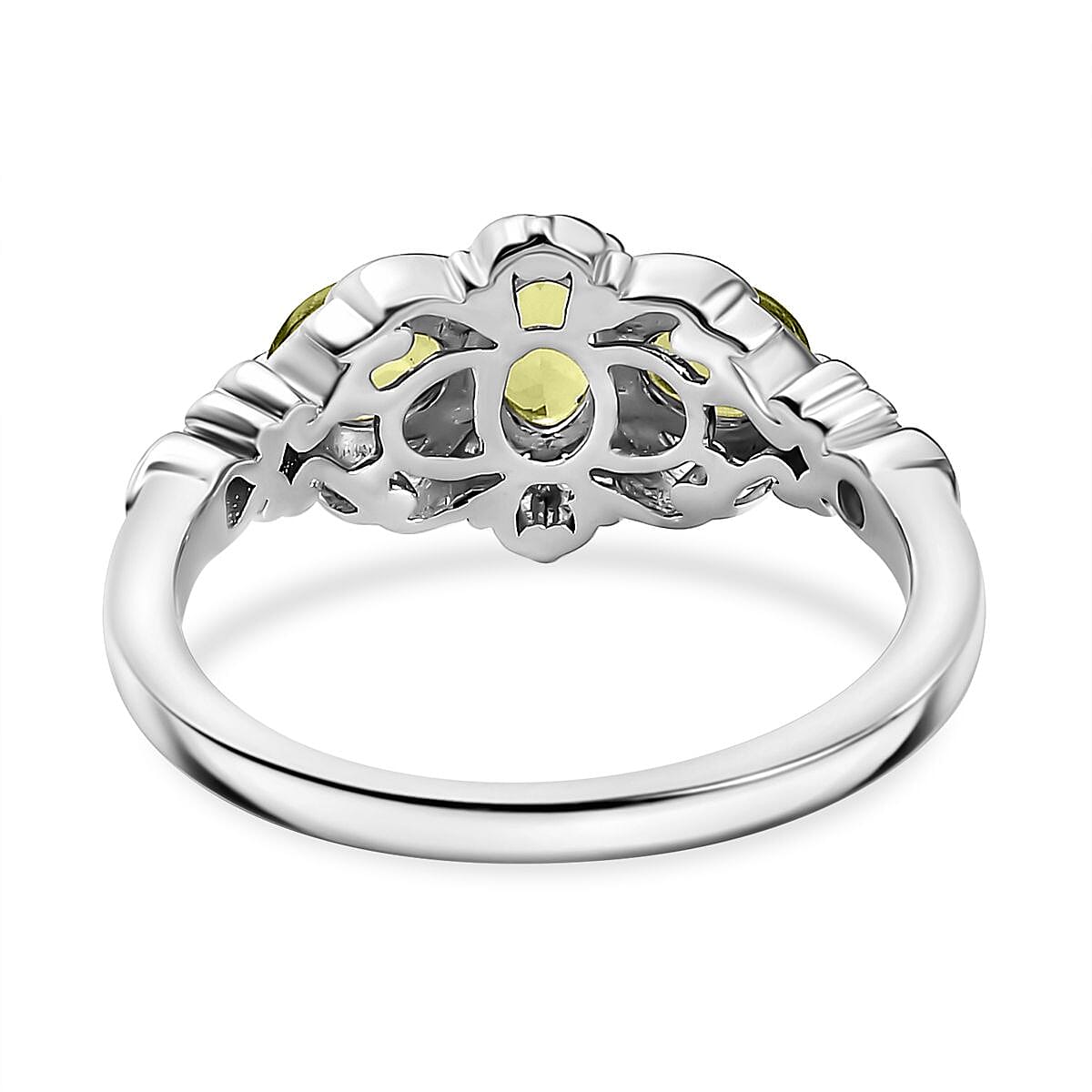 D'Joy Premium Natural Calabar Green Tourmaline 1.20 ctw Ring in 18K Vermeil YG and Rhodium Over Sterling Silver (Size 7.0)
